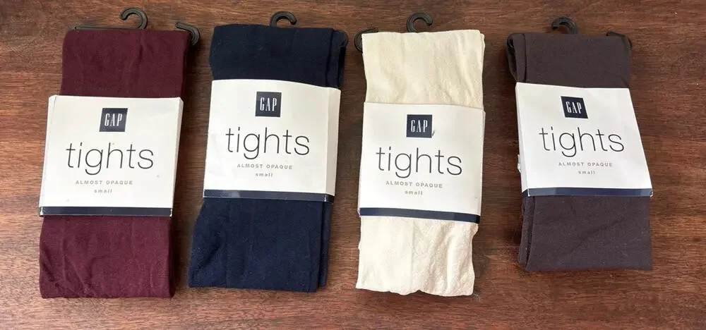 Vintage Gap Almost Opaque Tights Lot Of 4 Deadstock NWT Size Small USA Made 90s